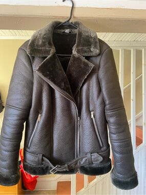 Women’s Dark Brown Shearling Bomber Jacket